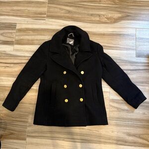J. Crew Stadium Cloth by Nello Gori Black Peacoat